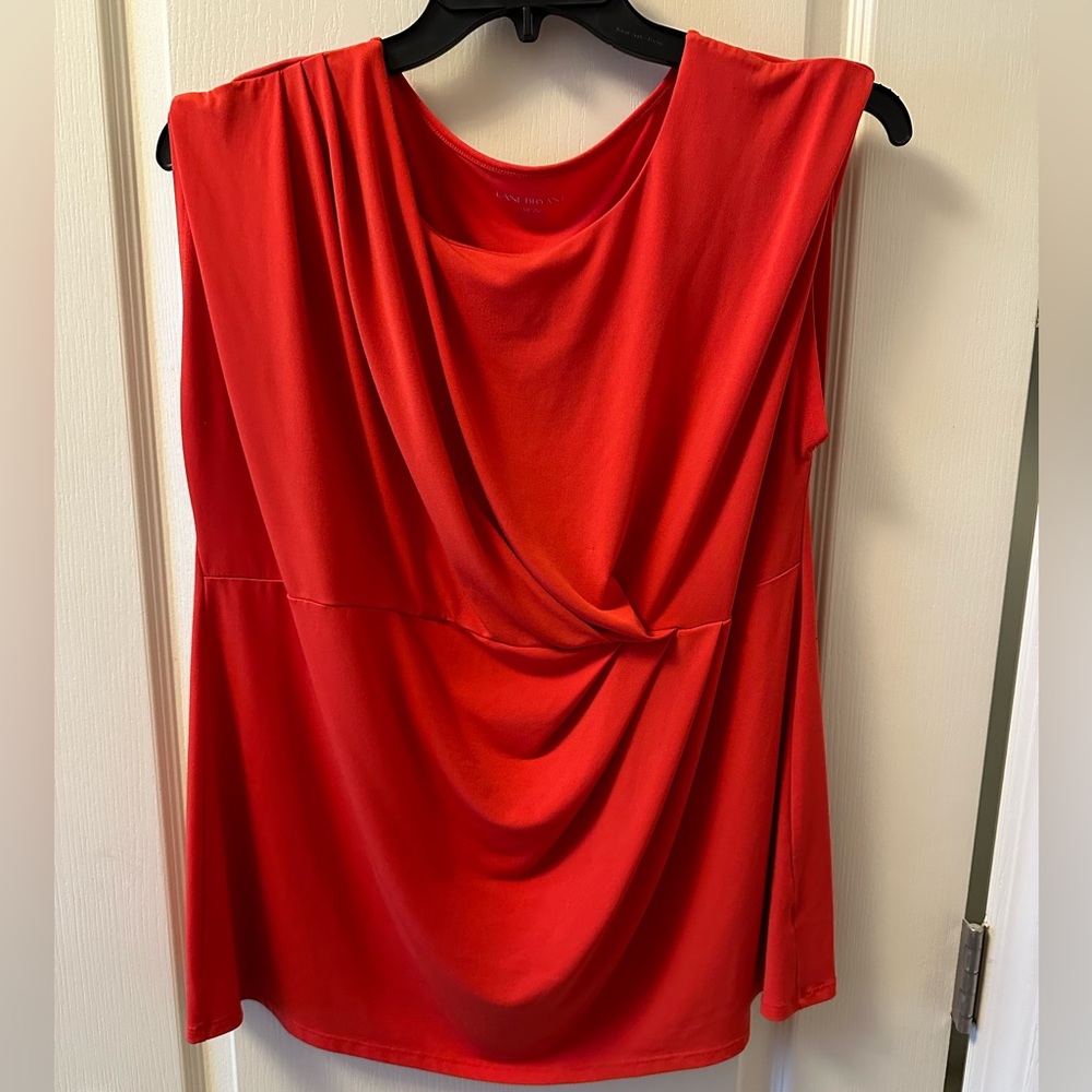 Lane Bryant Size 18/20 Bright Red Sleeveless Top with Gathered Design